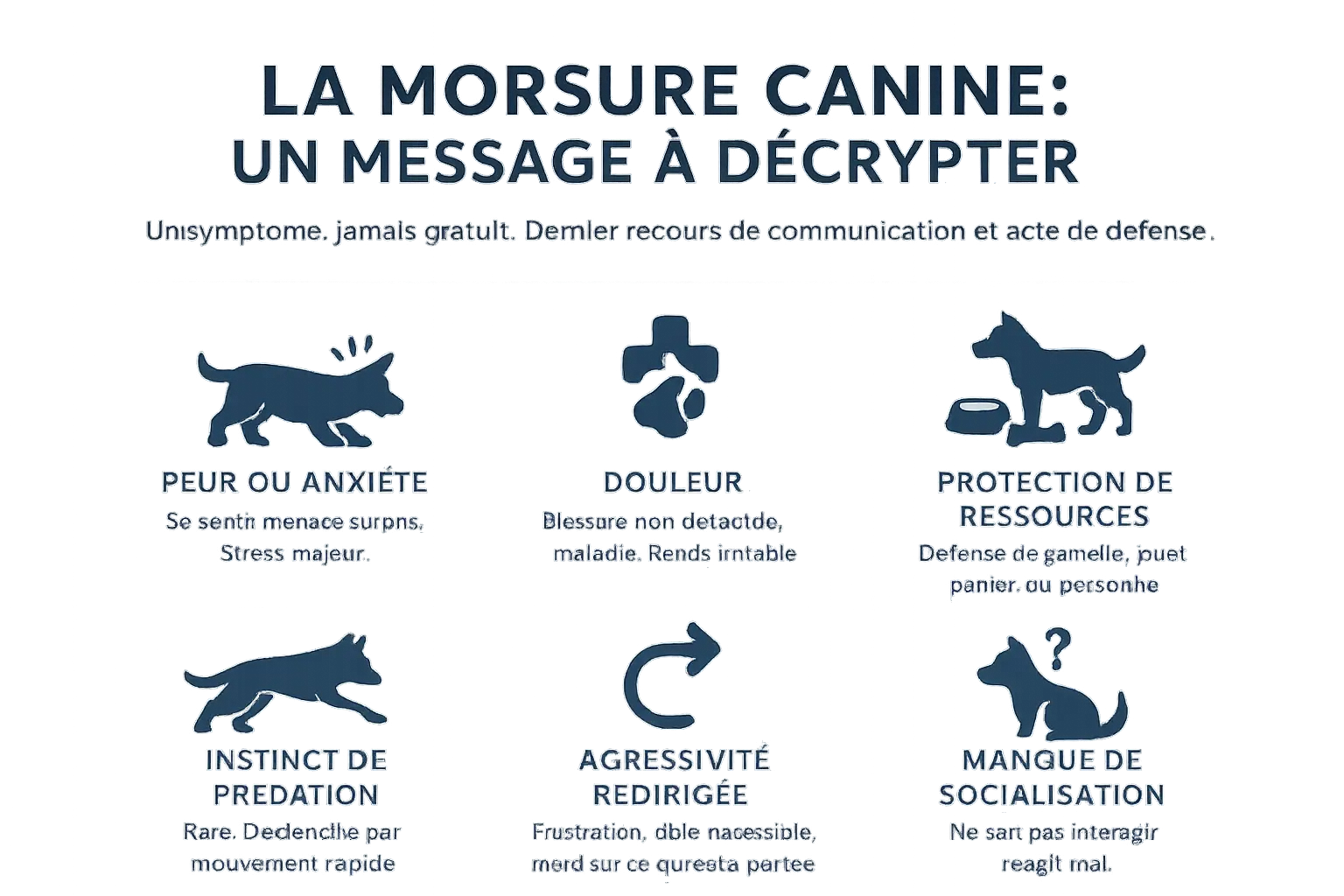 Illustration d'un chien avec des signaux d'alerte avant une morsure