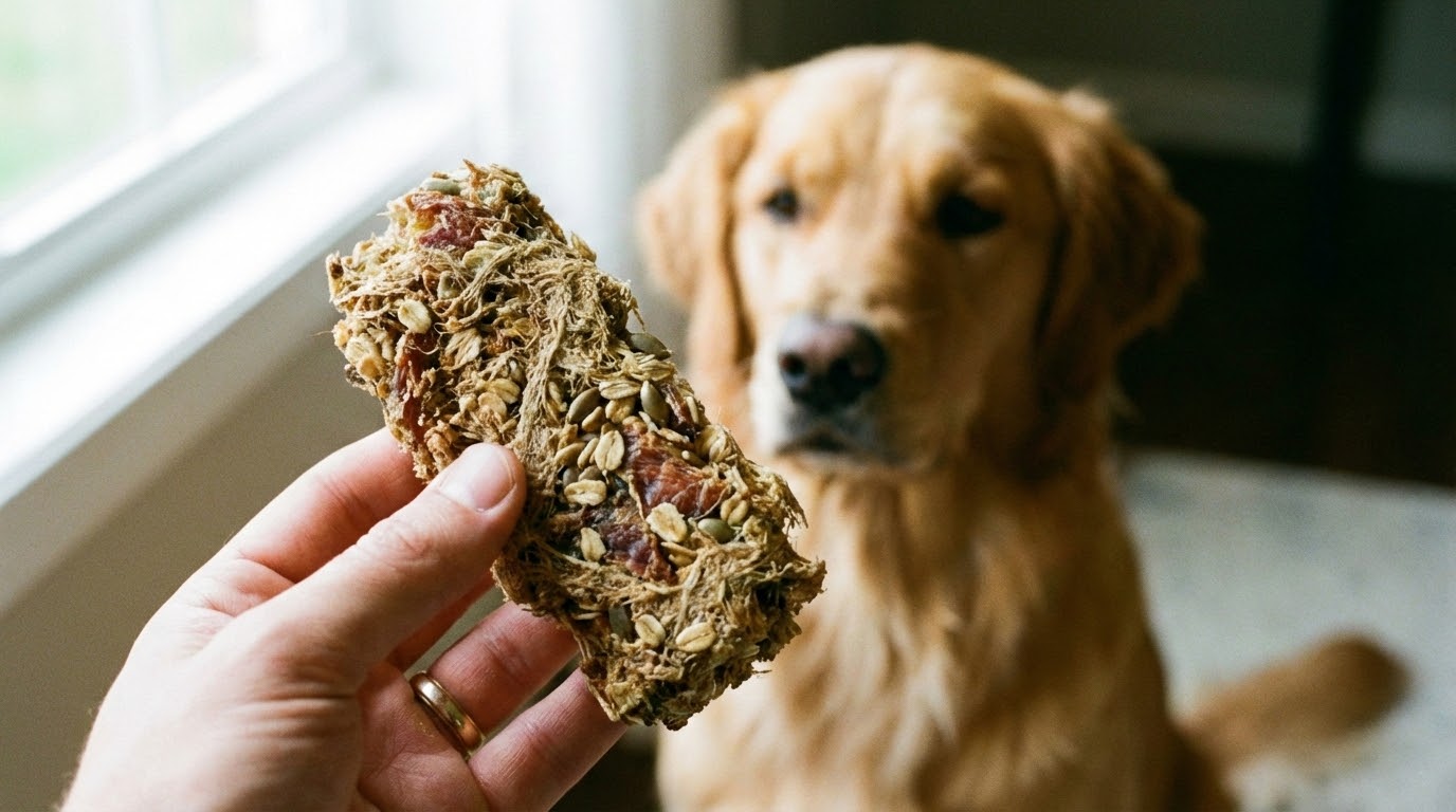 Main tendue offrant une friandise saine à un chien attentif
