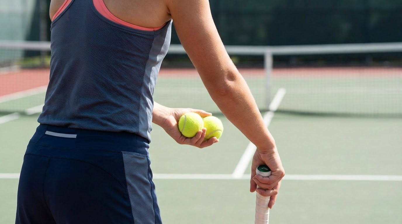 Mains tenant deux balles de tennis identiques, prêtes pour l'échange