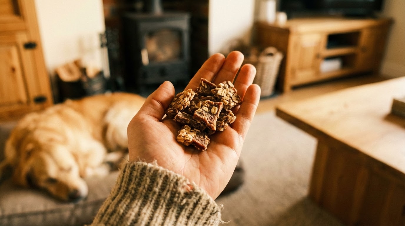 Main tenant des friandises naturelles pour chien, focus sur la texture