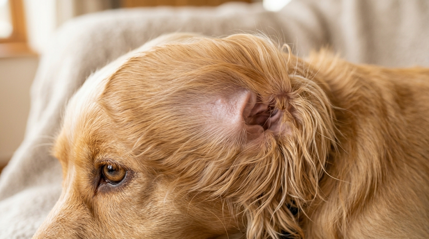 Oreille propre et bien entretenue d'un chien