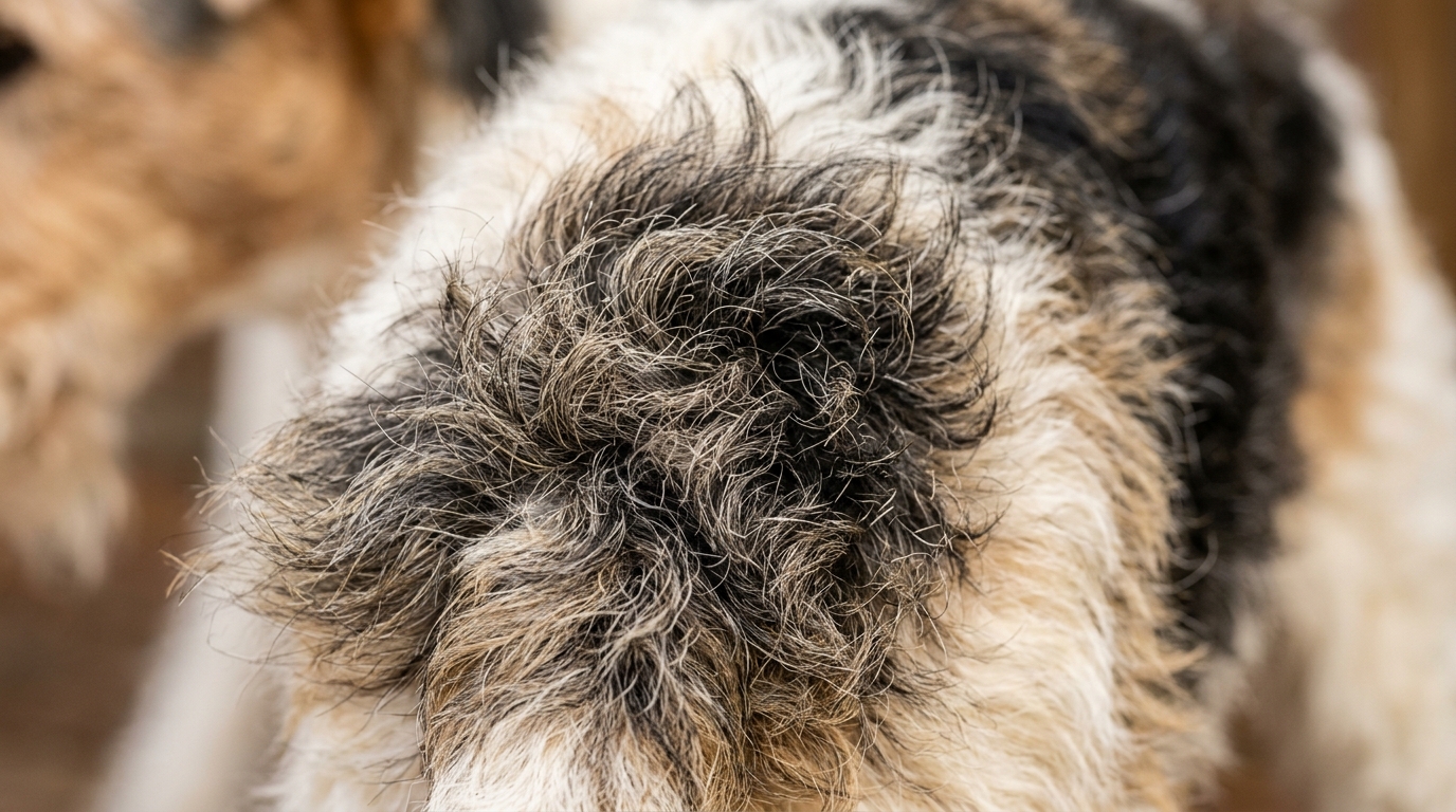 Texture du poil dur d'un Fox Terrier ou Schnauzer