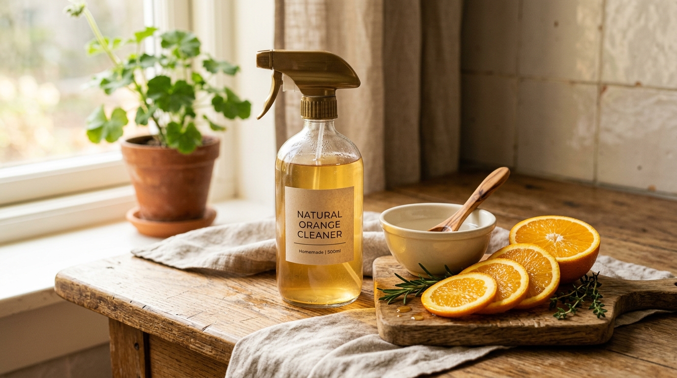 Ingrédients naturels pour répulsif maison avec agrumes et vinaigre