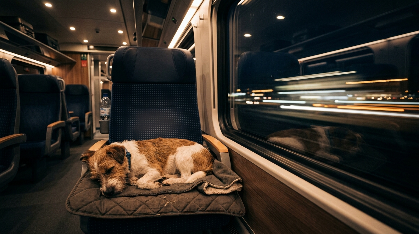 Atmosphère nocturne dans un train avec un siège voyageur