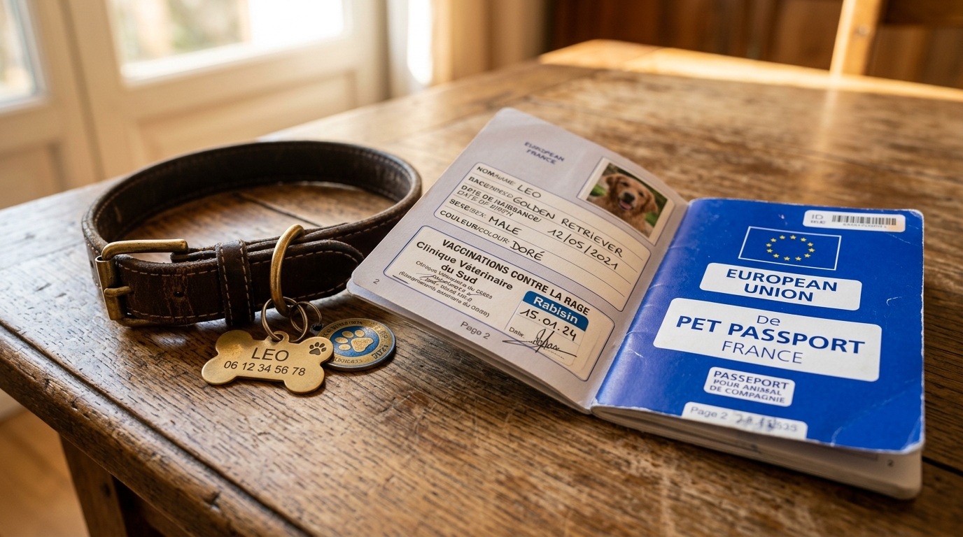 Passeport européen pour chien sur une table