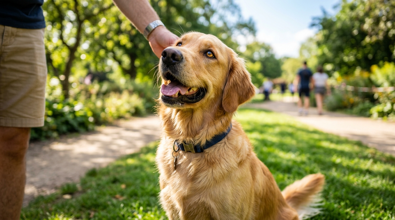 Chien heureux ayant retrouvé une bonne vision
