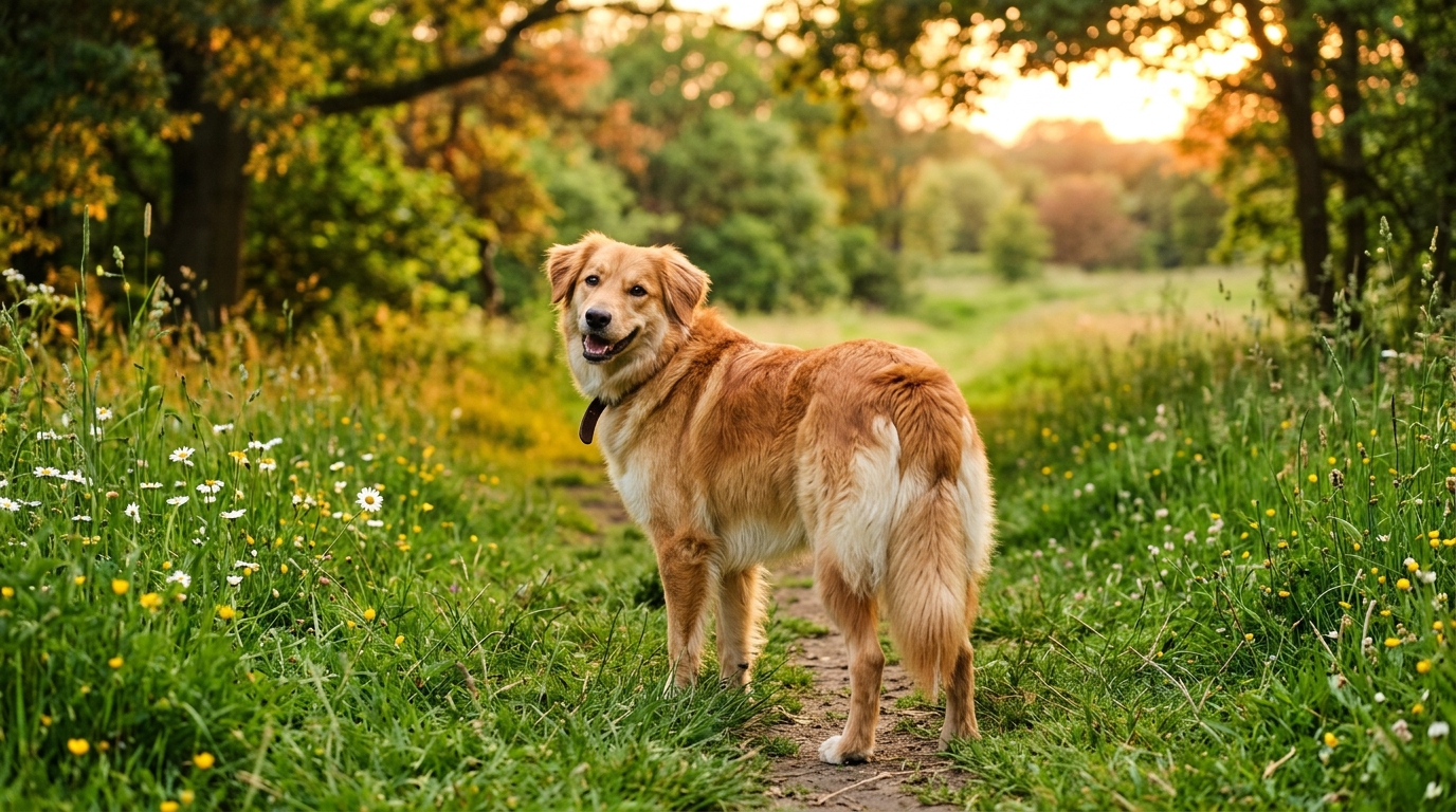 Chien en bonne santé dans un parc verdoyant