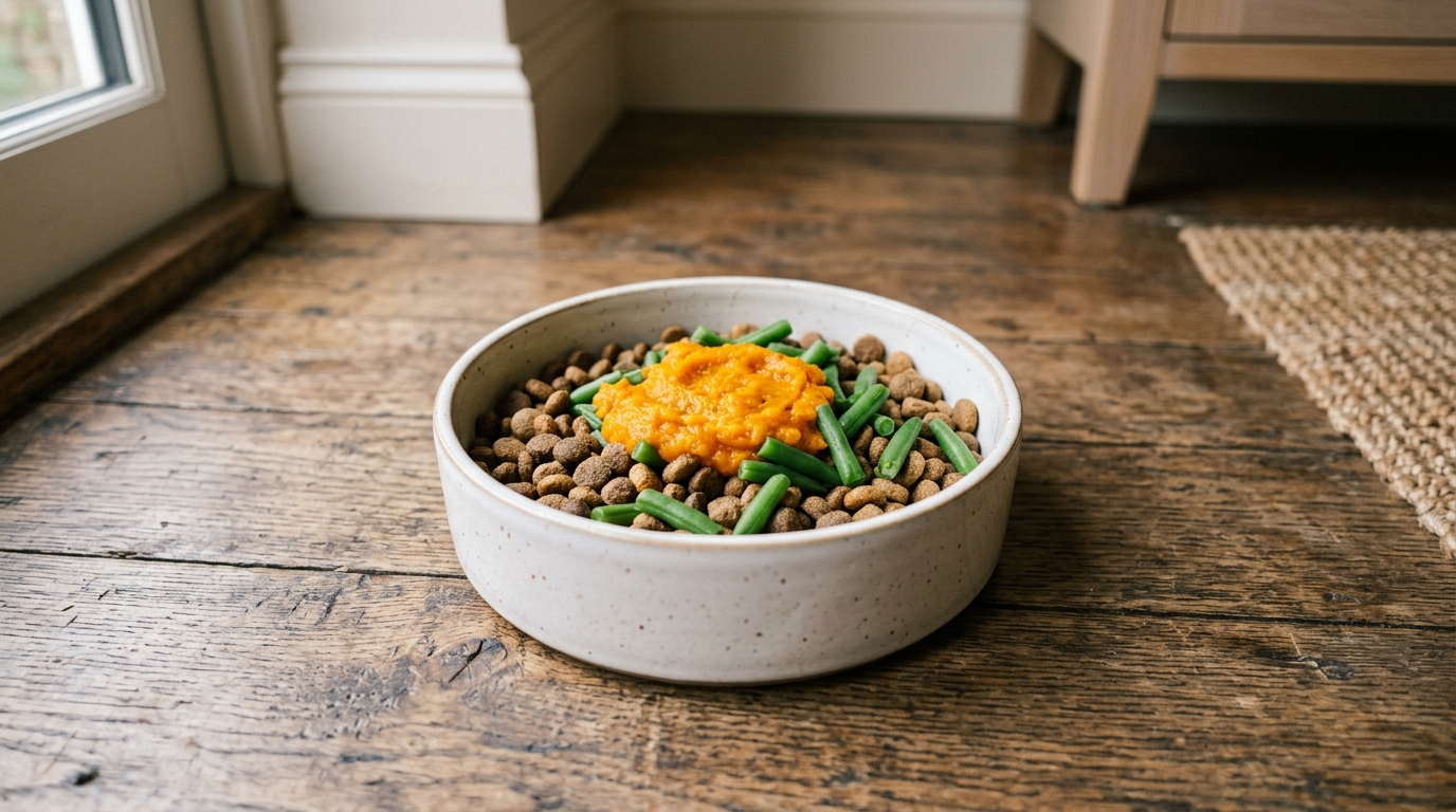 Gamelle de nourriture saine pour chien avec de la citrouille