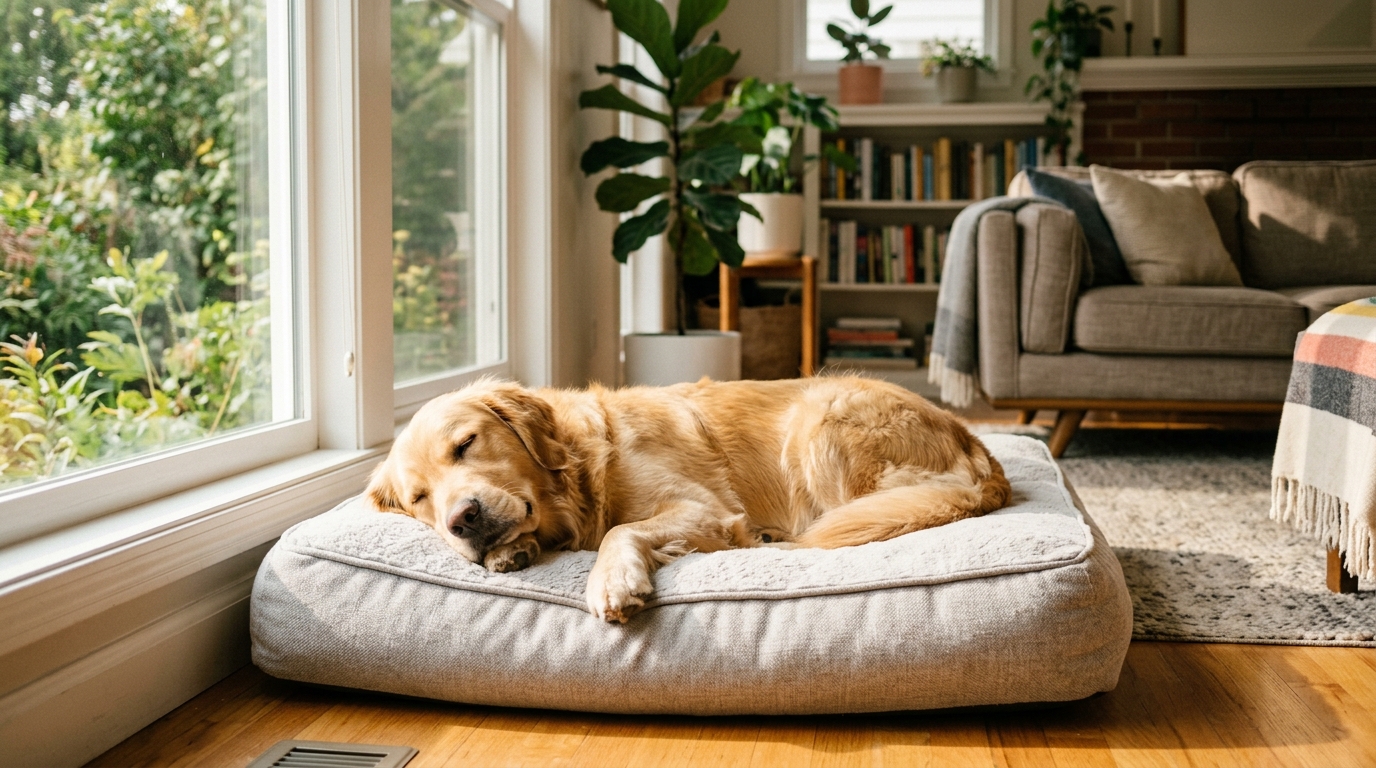 Chien apaisé et protégé grâce à des soins naturels