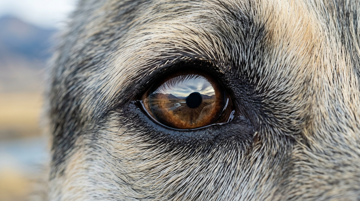 Œil de chien illustrant comment un chien voit les couleurs