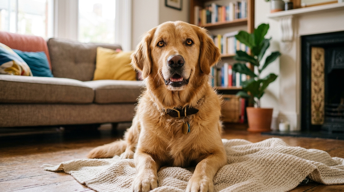 Chien regardant fixement avec affection