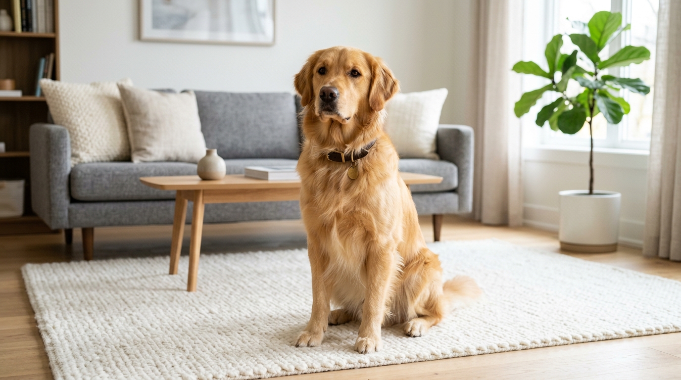 Chien de compagnie en bonne santé assis au calme