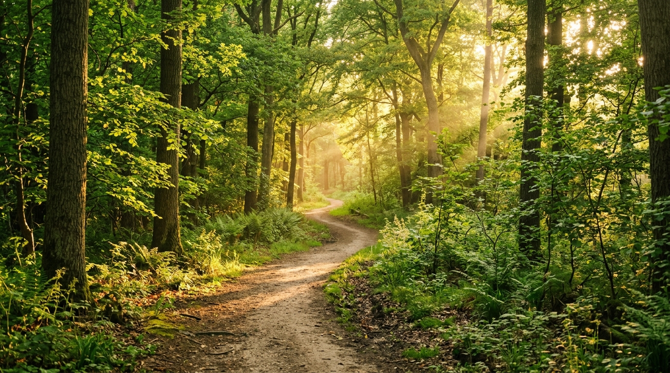 Chemin lumineux en forêt symbolisant l'espoir