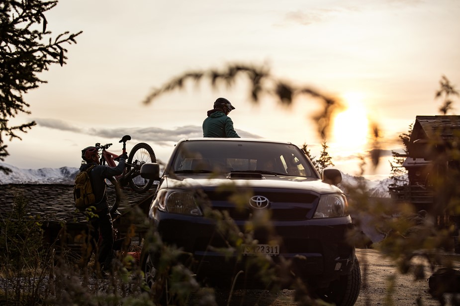 Our logistics team loading our top of the line, premium e-MTBs on our vehicle to kick start the adventure