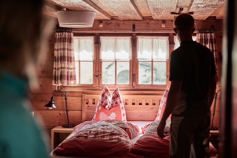 Cosy wooden interior in a mountain hut