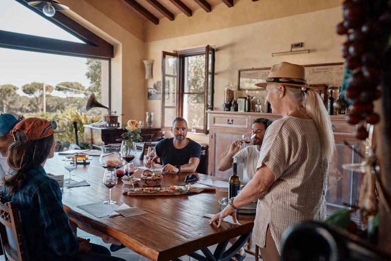 Enjoying a wine tasting at a local winery