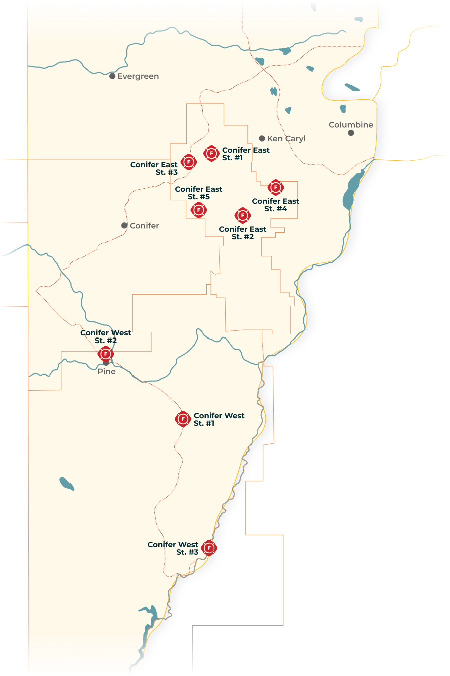 Map of Conifer Fire Stations