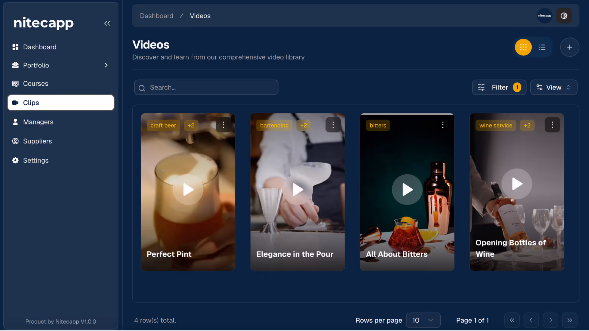 User interface displaying a portfolio dashboard with three beer brands: Midnight Lager, Cascade Amber Lager, and Pacific Pilsner.