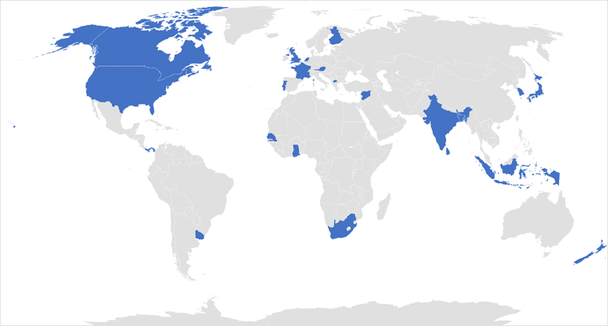 Figure 8 shows a map of the world with the regions that had incumbent changes in 2024 highlighted.