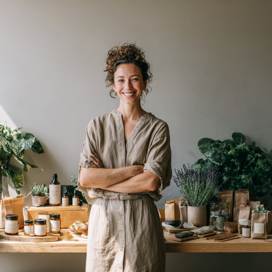 Founder in a modern workspace, representing mission-driven businesses.