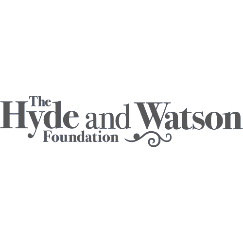 The Hyde and Watson Foundation logo with dark text on a blue background.
