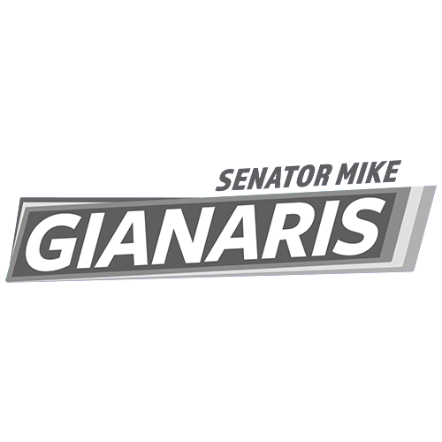 Logo displaying the text 'Senator Mike Gianaris' with 'Gianaris' in bold white letters and 'Senator Mike' in smaller blue italic letters above.