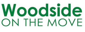 Text logo with the words Woodside on the Move in green font.