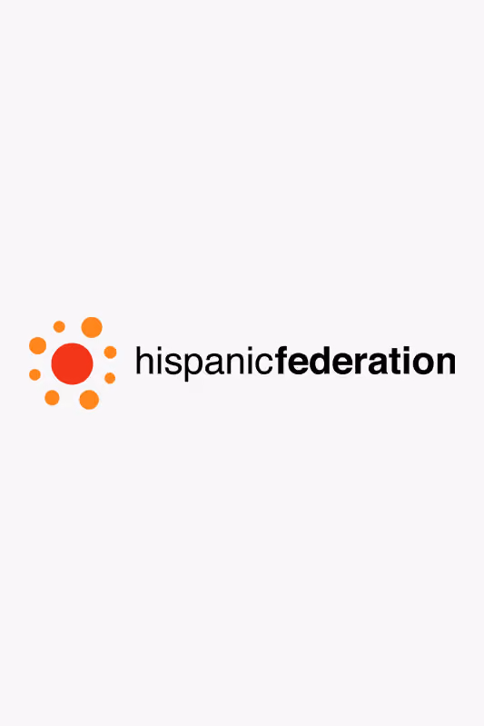 Hispanic Federation logo with a circular dotted design and text in black font.