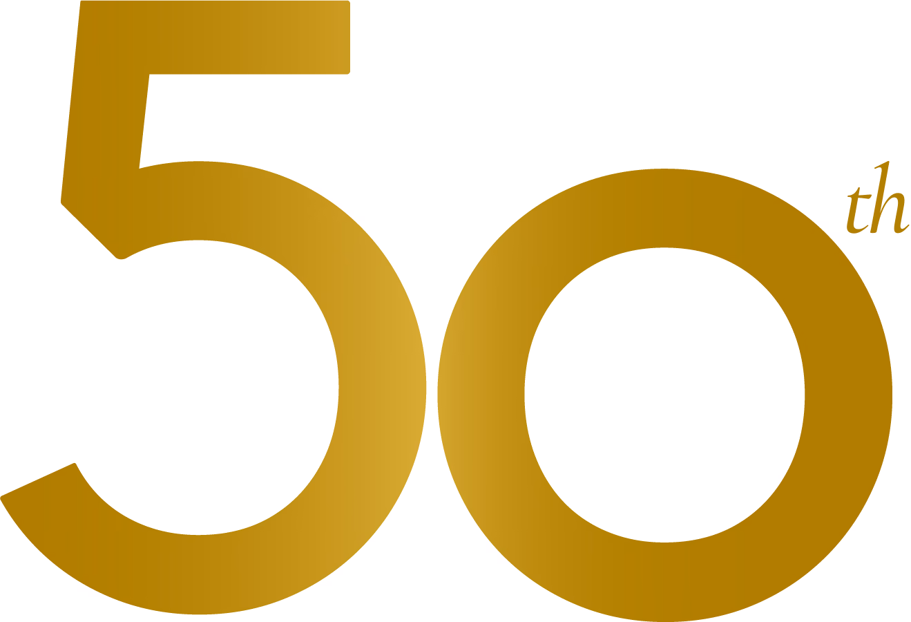 Golden number 50 on a transparent background.
