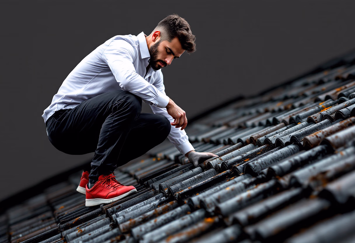 image of roofing contractor at work