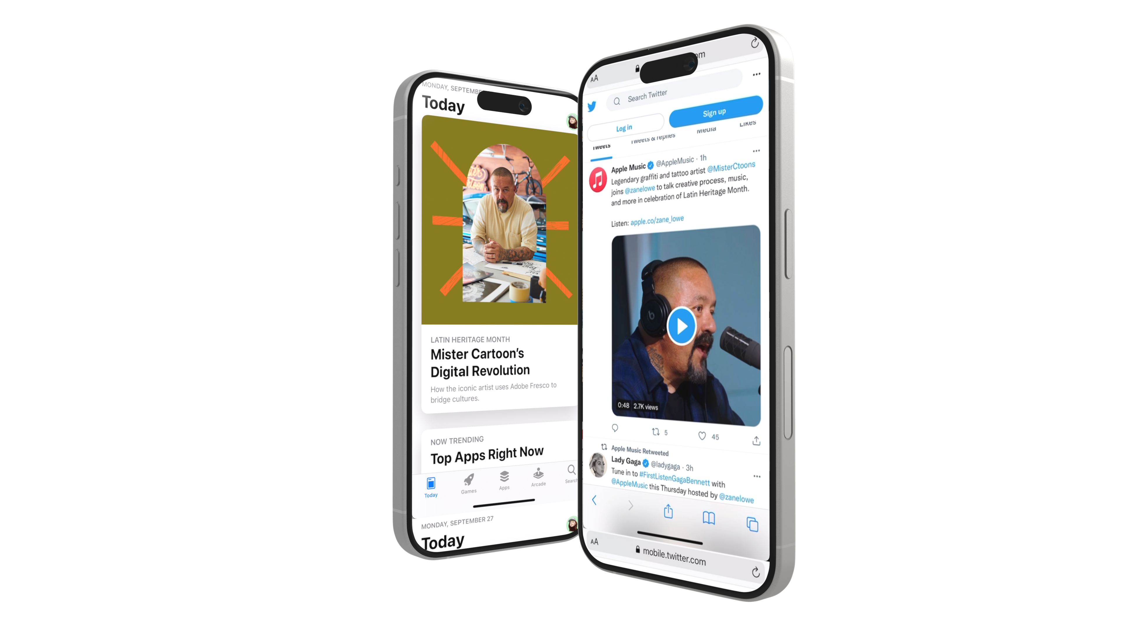 Mister Cartoon and Adobe for App Store and Apple Music