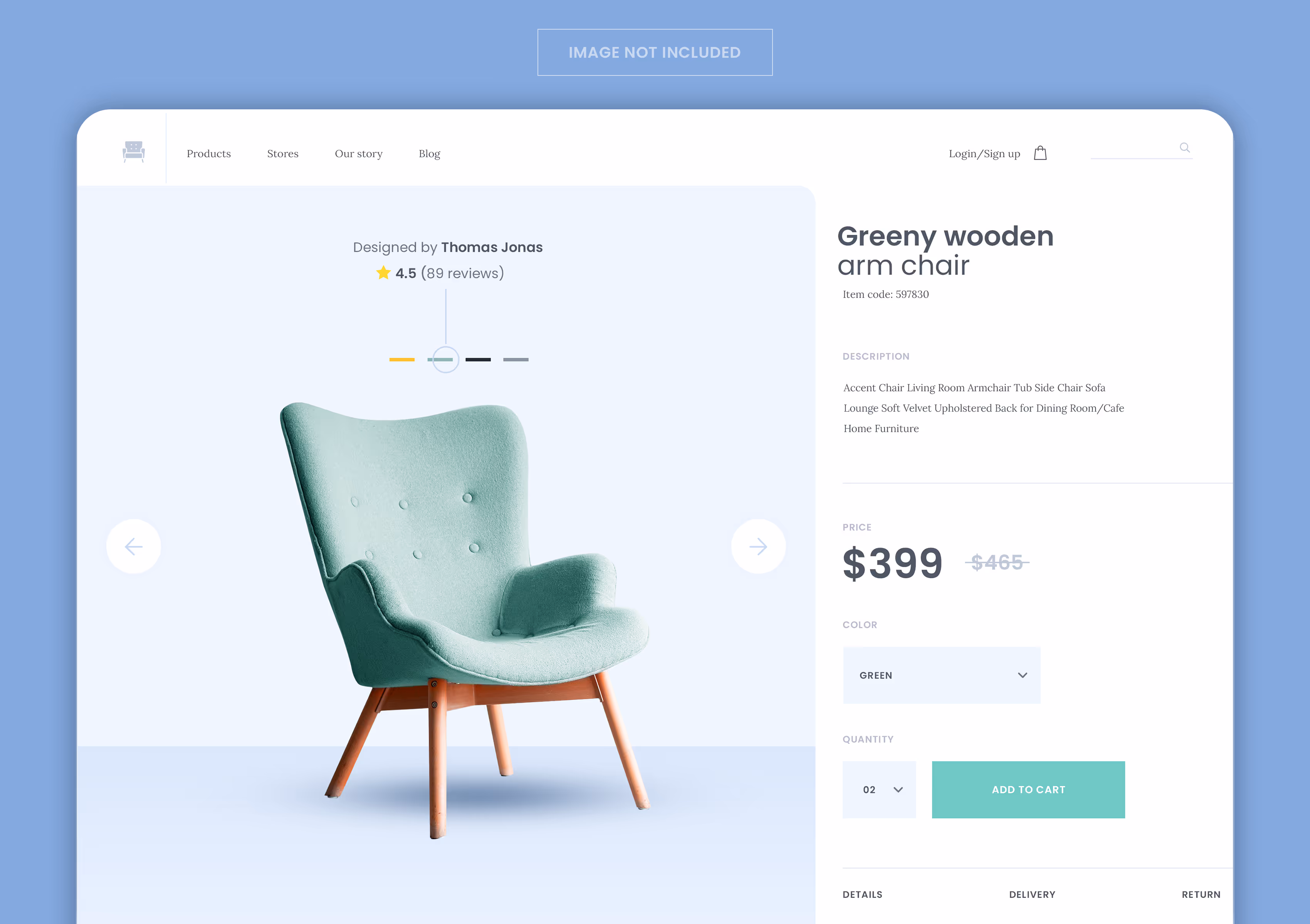 Ecommerce product page mockup