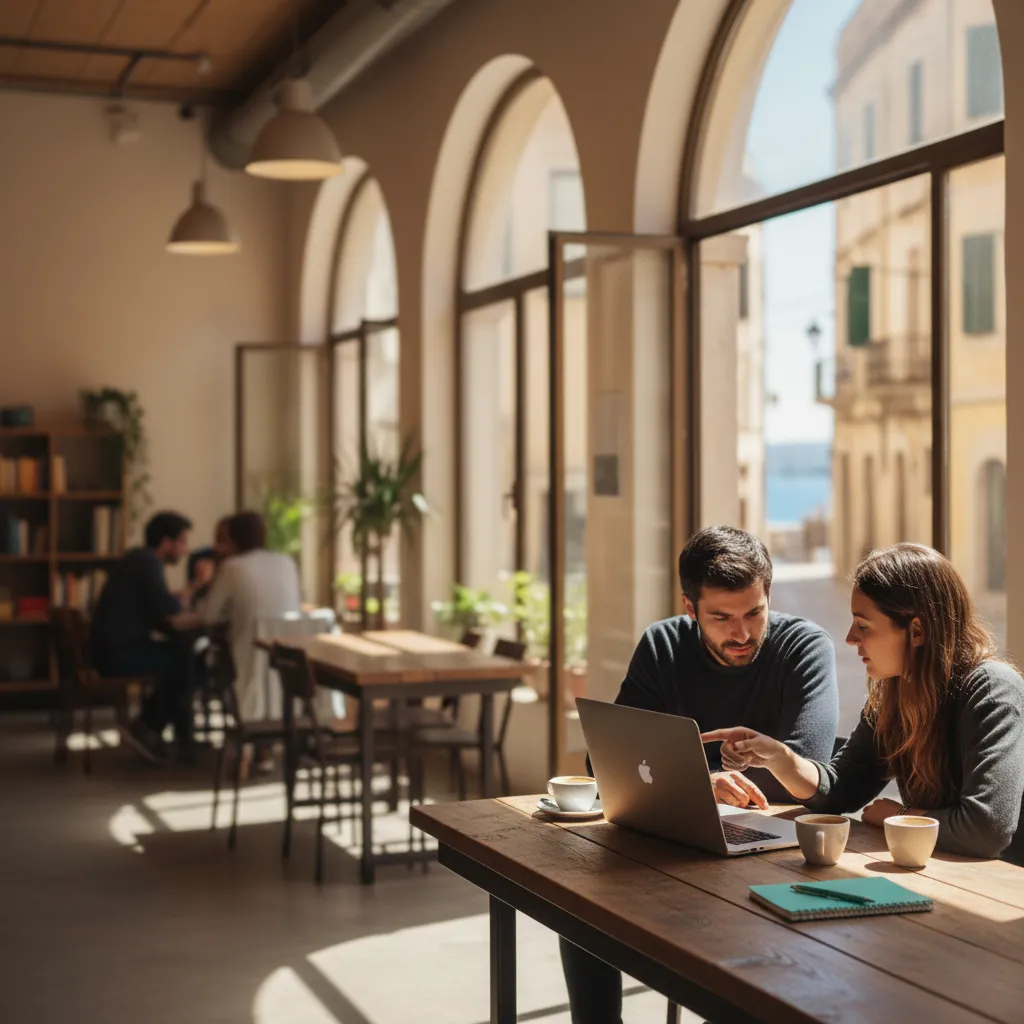 Coworking space in Barcelona with people collaborating