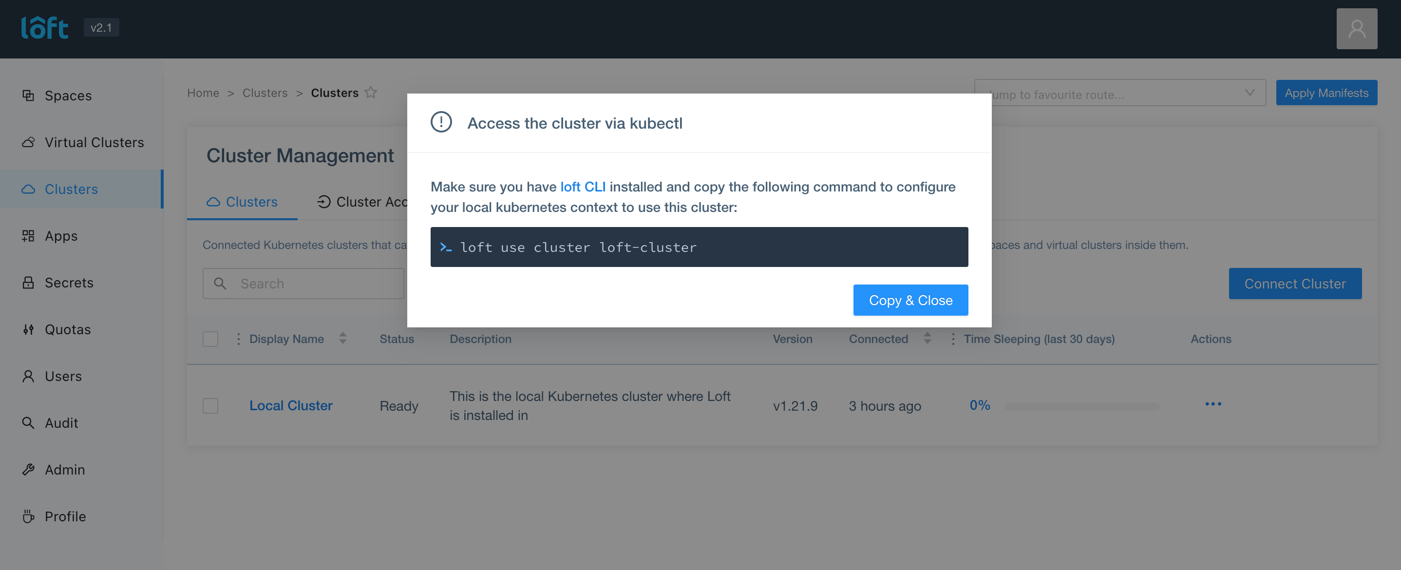 kubectl connection info