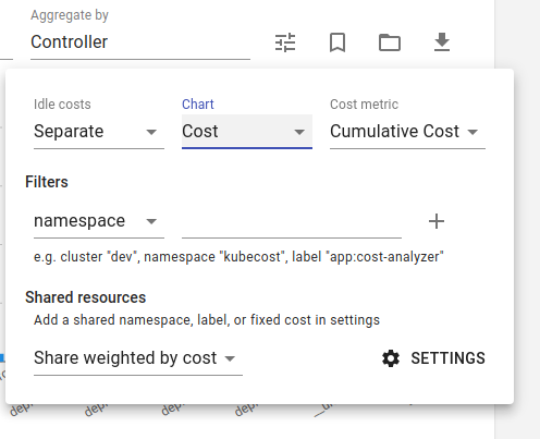 Screenshot of the additional options
