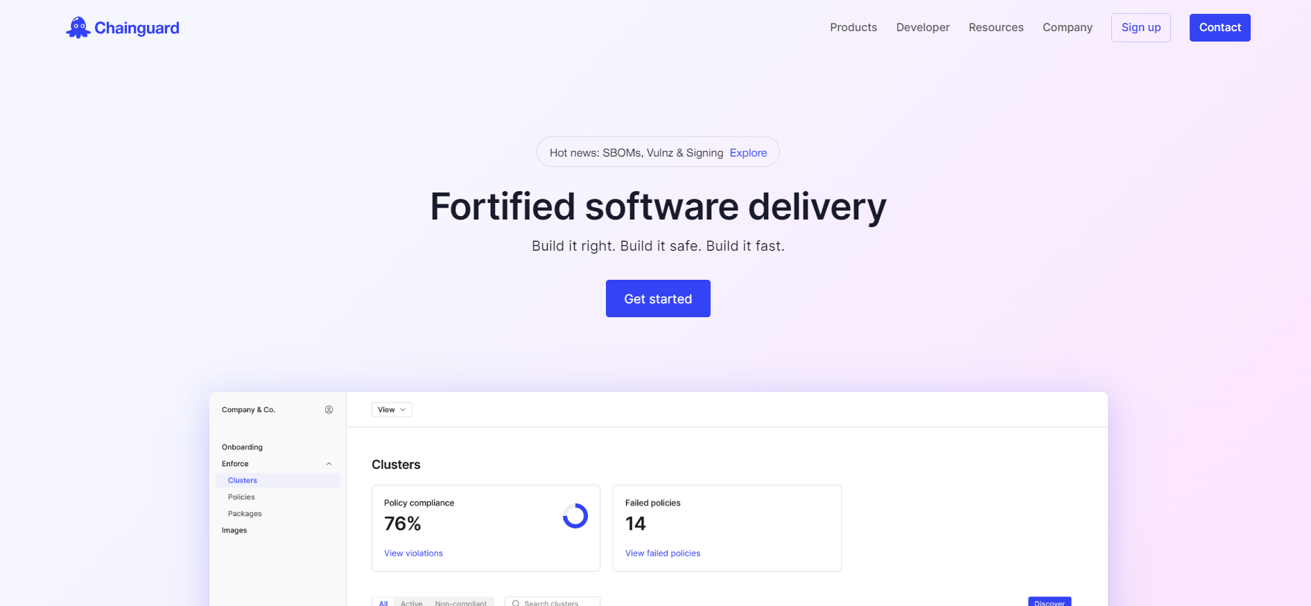 Chainguard home page