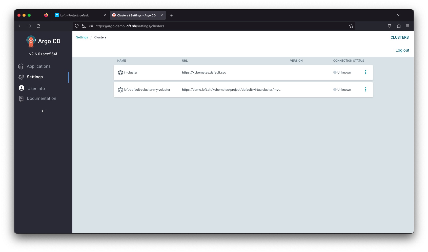 Argo CD vcluster addition