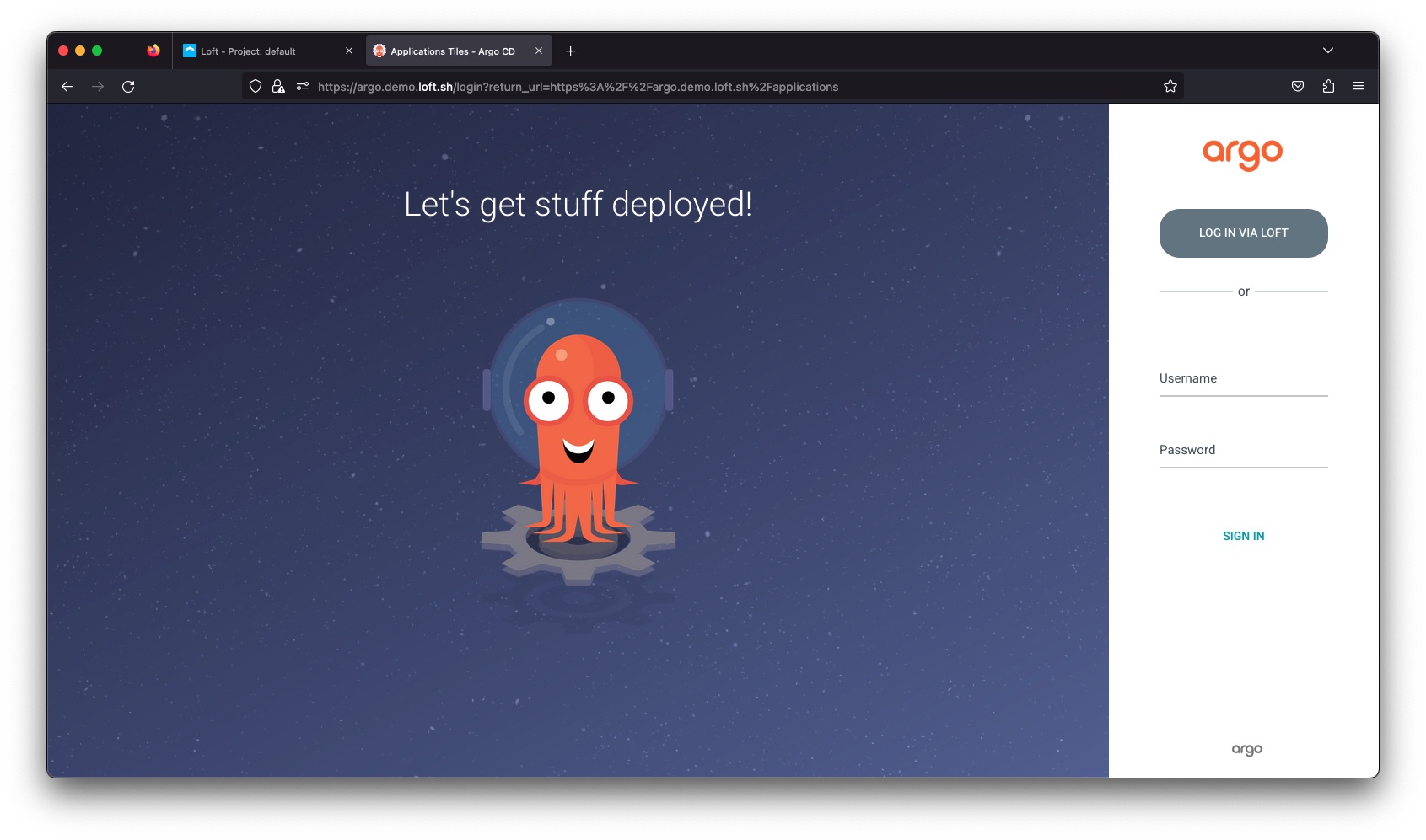 Loft v3 Argo CD SSO Log In