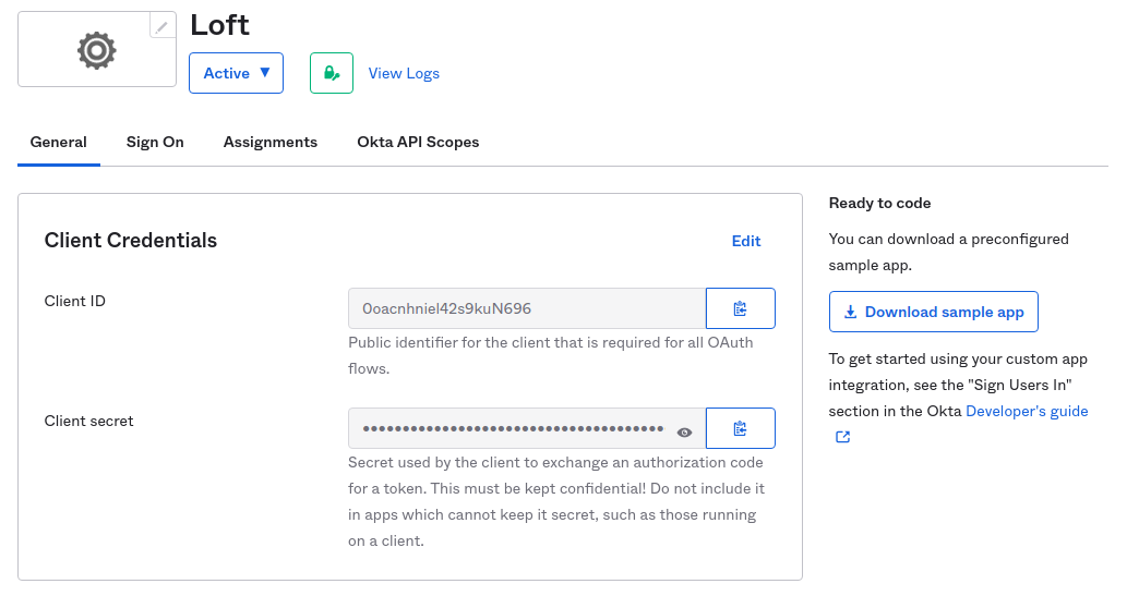 Client ID and secret