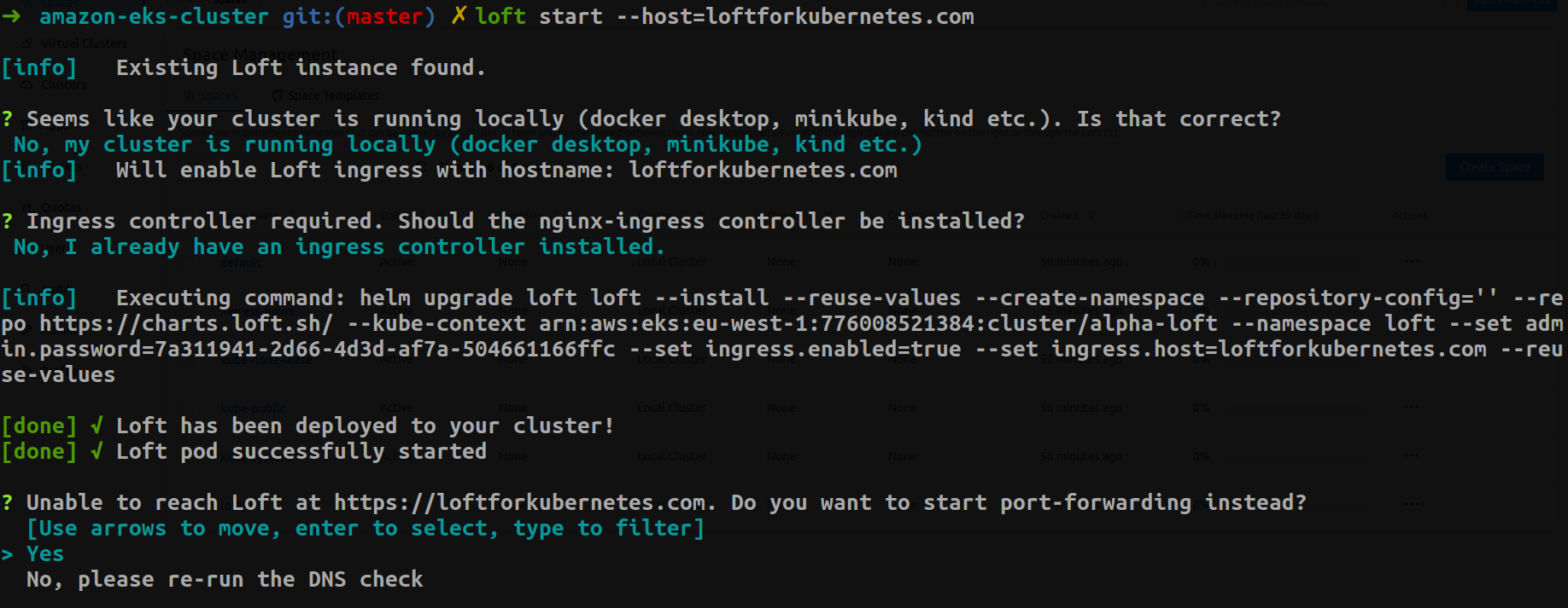 Loft start with host