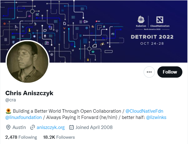 Chris Aniszczyk's Twitter