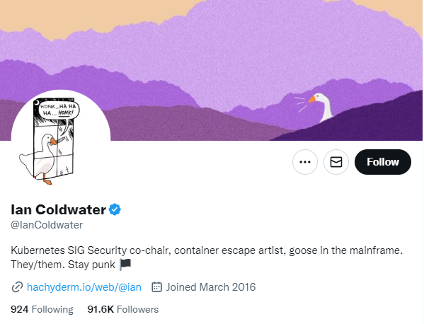 Ian Coldwater's Twitter