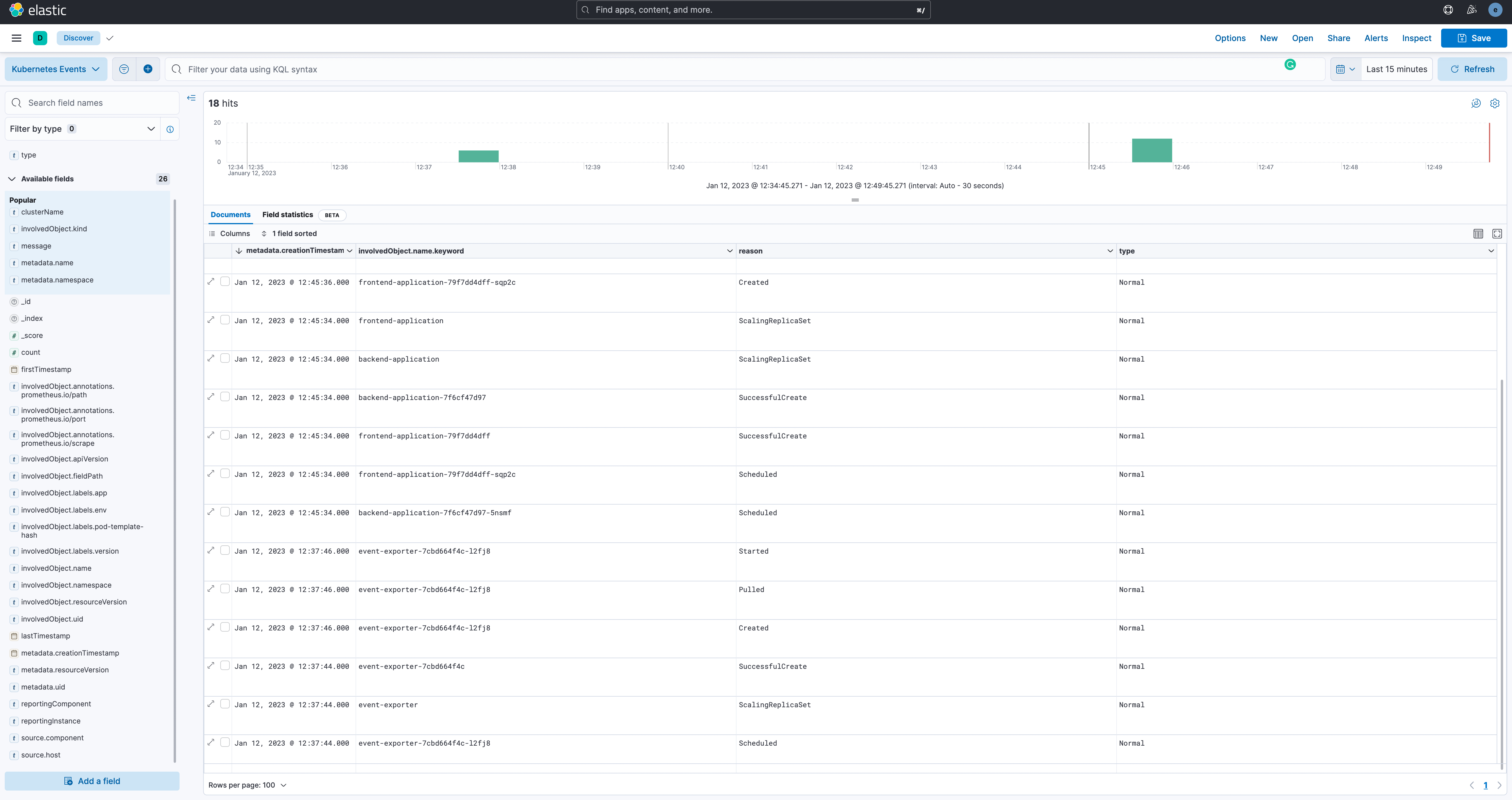 Viewing event logs using Kibana