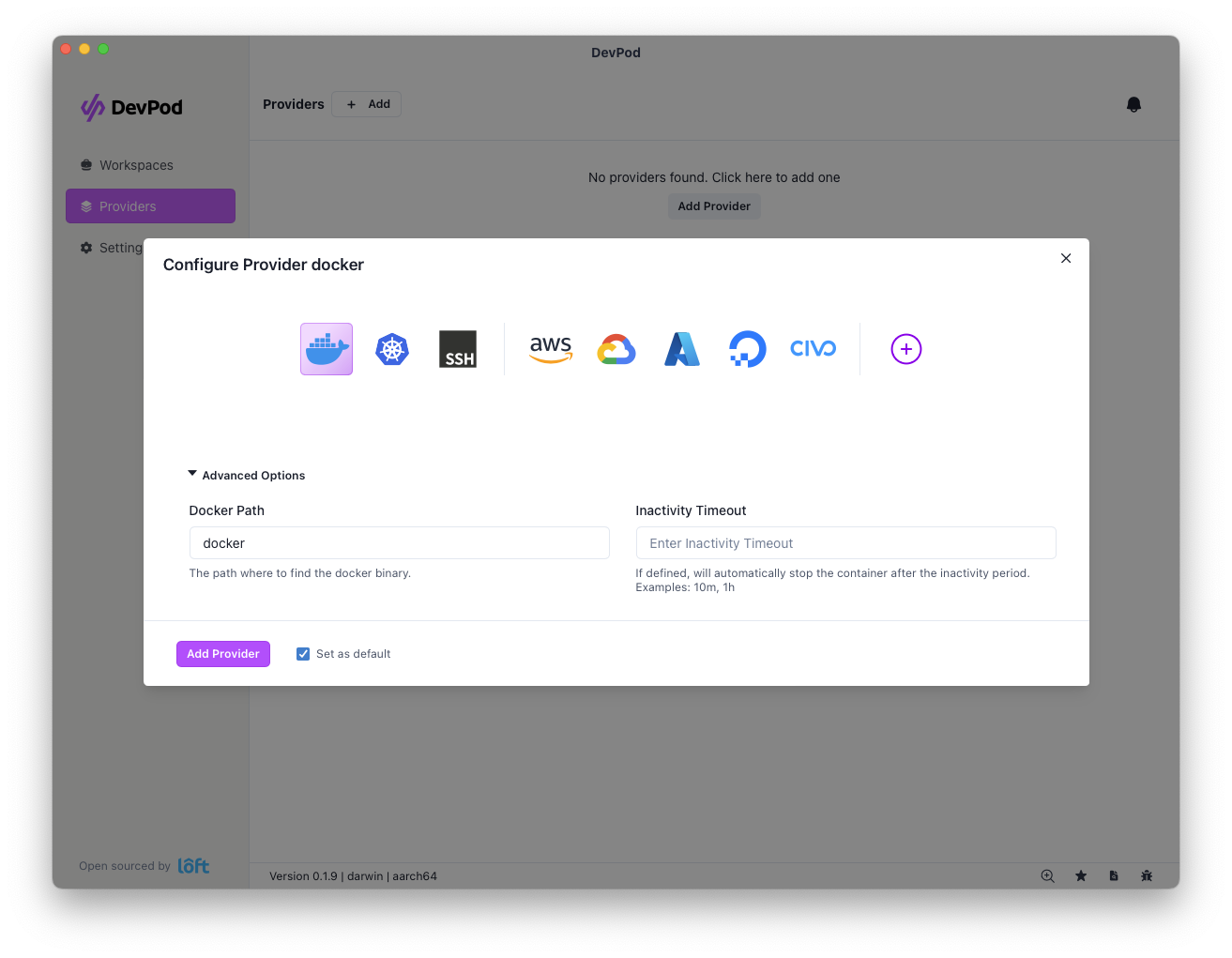 Add the Docker provider