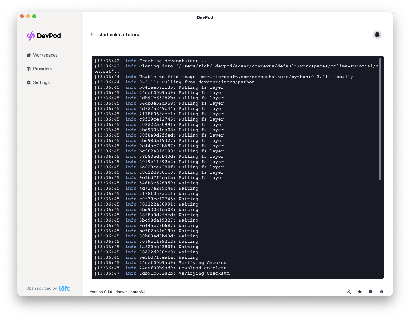 The container will build