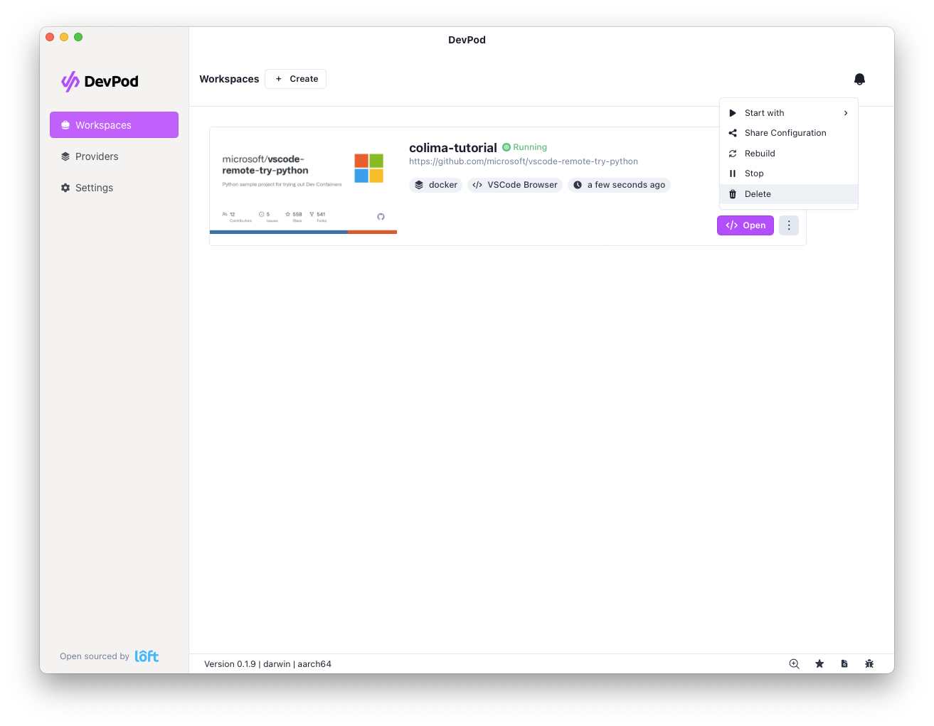 Delete the workspace