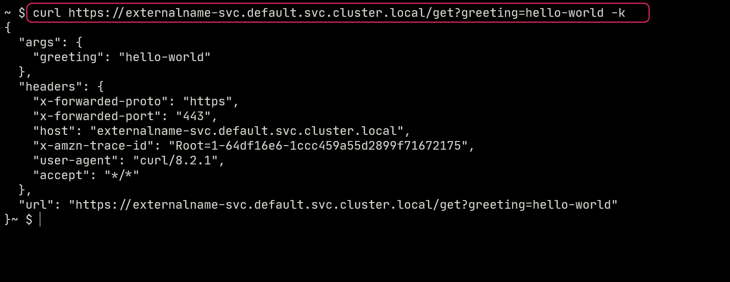 Sending HTTP request to ExternalName service