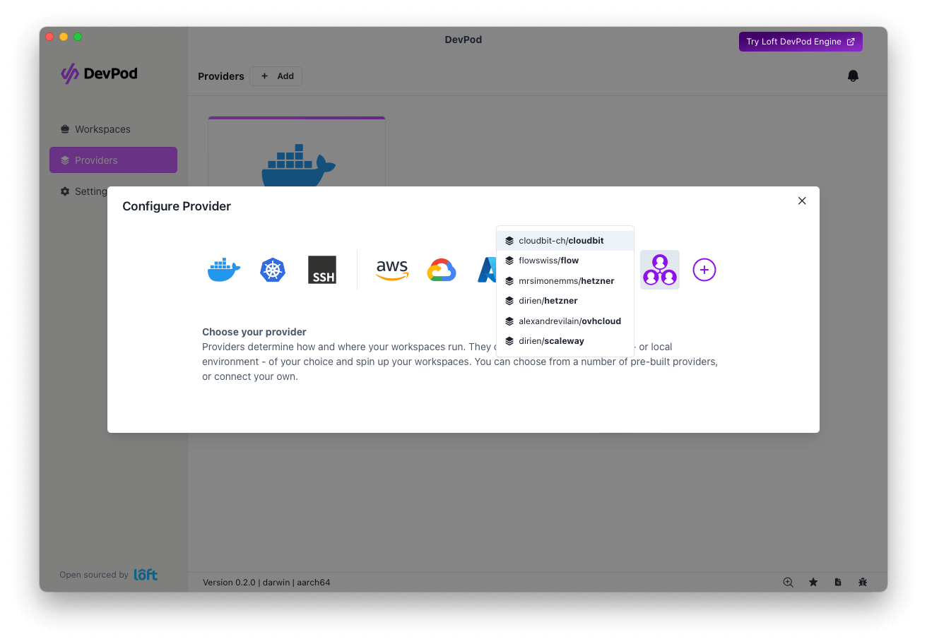 Select the provider you want from the list