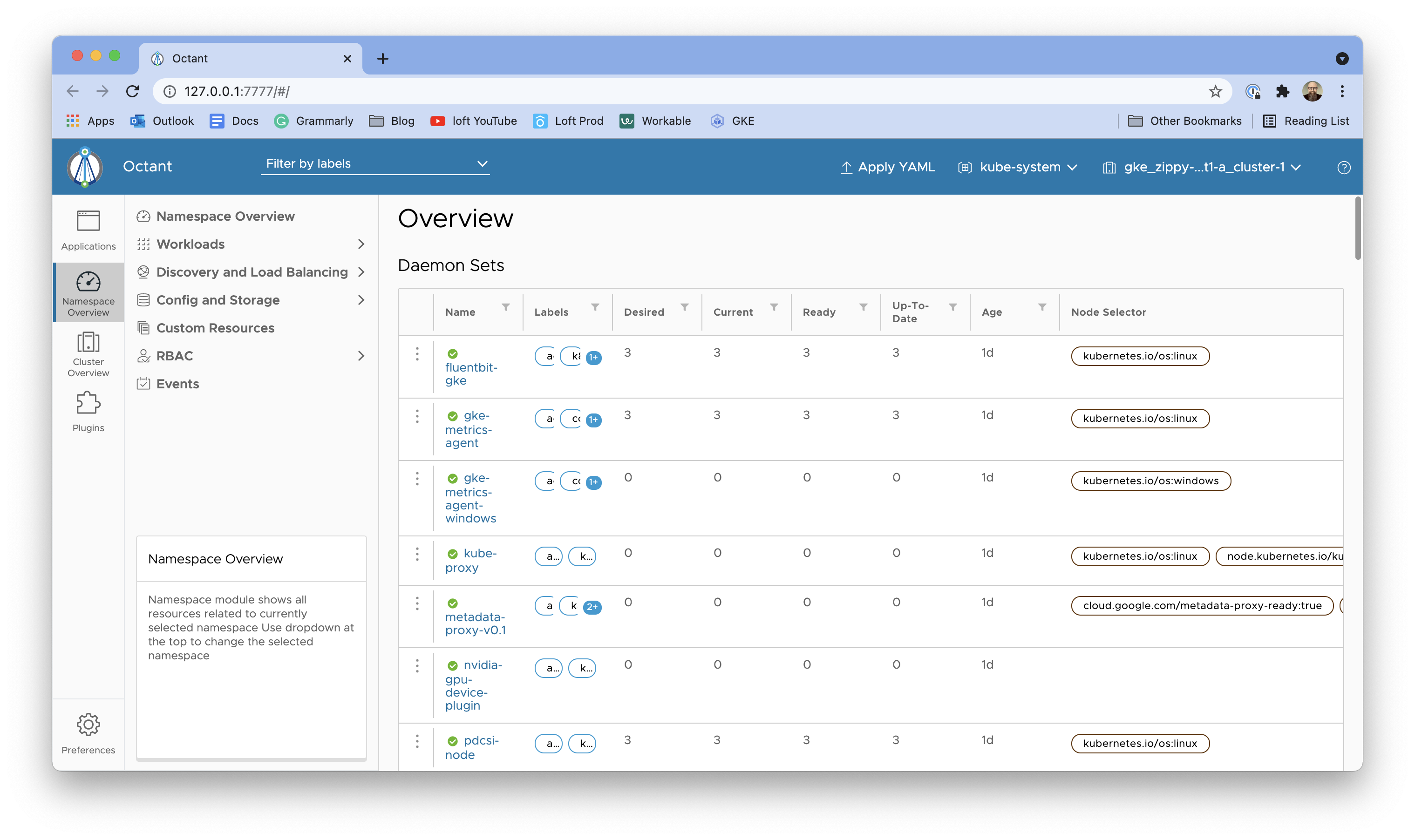 Octant's default view