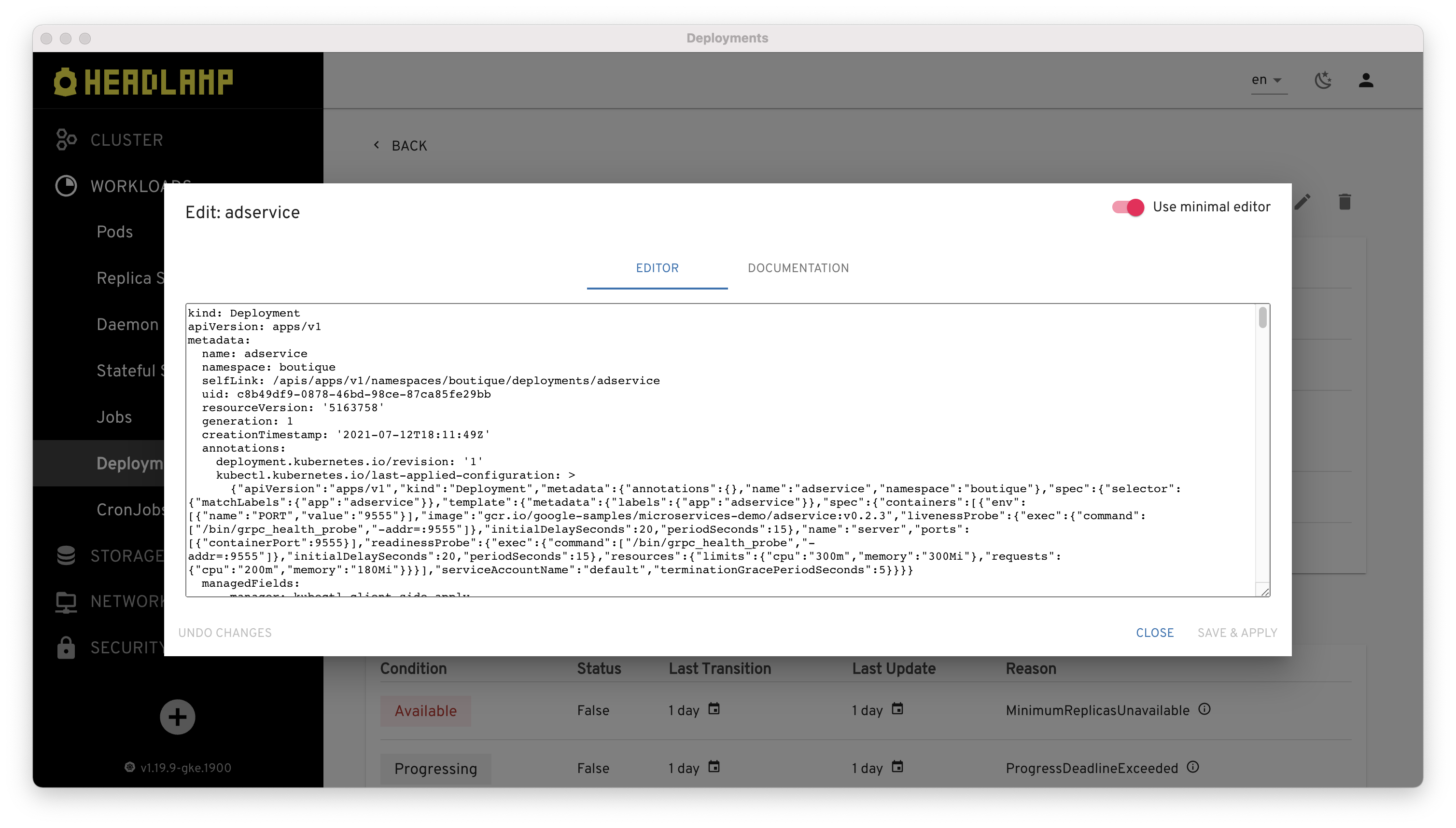Editing an object with Headlamp